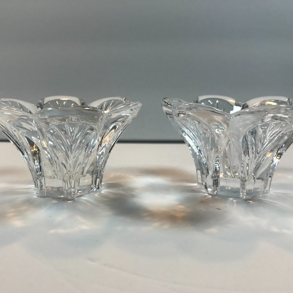 Vintage Crystal D' Arques, 24% lead crystal Flower Petal Candel Stick Holders